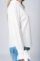 Schulterfreie Bluse langarm mit großen Schleifen an Ärmelenden aus Baumwolle von Q2 - Seitenansicht