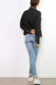 Schwarze Damen Steppjacke mit herausnehmbarer Kapuze - Übergangsjacke von Joy Mod - Rückenansicht