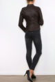 Braune Damen Lederimitatjacke im Biker Style - Kunstlederjacke von King of Fashion - Rückenansicht