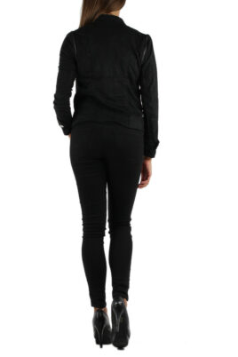Schwarze leichte Damen Jacke im Biker Look von M&G Monogram - Rückenansicht