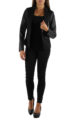 Schwarze Damen Blazerjacke mit Ärmel in Leder-Optik von M&G Monogram - Ganzkörperansicht