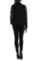 Schwarze Damen Blazerjacke mit Ärmel in Leder-Optik von M&G Monogram - Rückenansicht