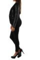 Schwarze Damen Blazerjacke mit Ärmel in Leder-Optik von M&G Monogram - Seitenansicht