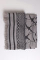 Grau anthrazit Damen Schal gefranst & gemustert aus Viskose von Fanli - Detailansicht