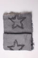 Anthrazit dunkelgrauer Damen Schal mit Sternen-Muster gefranst aus Viskose von Fanli - Detailansicht