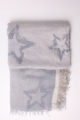 Steingrauer Damen Schal mit Sternen-Muster gefranst aus Viskose von Fanli - Detailansicht
