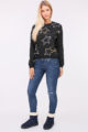 Schwarzer Damen Pullover Sweater mit Sternen & Strassapplikationen von JUS DE POM & CO - Ganzkörperansicht
