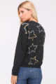 Schwarzer Damen Pullover Sweater mit Sternen & Strassapplikationen von JUS DE POM & CO - Rückenansicht