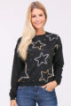 Schwarzer Damen Pullover Sweater mit Sternen & Strassapplikationen von JUS DE POM & CO - Vorderansicht