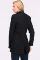 Schwarzer Damen Longblazer mit Glanz-Metallic-Effekt - Langer Blazer Business & Casual von Lovie & Co - Rückenansicht