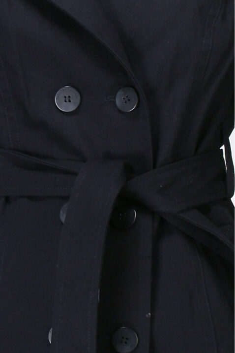 Marineblauer navy Damen Trenchcoat mit Bindegürtel - Mantel von LuluCastagnette - Detailansicht
