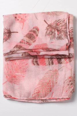 Rosa Damen Schal mit Blätter-Print - Modeschal von Lil Moon - Detailansicht