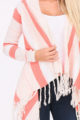 Koralle Pullover Damen Cardigan mit Fransen - asymmetrisch & Streifen von PAJ Concept - Detailansicht