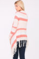 Koralle Pullover Damen Cardigan mit Fransen - asymmetrisch & Streifen von PAJ Concept - Rückenansicht