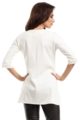 Weiße ecru Damen Bluse mit 3/4 Arm und Reißverschluss - elegante unifarben Tunikabluse von MOE - Rückenansicht