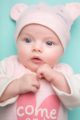 Rosa Baby Mädchen Mütze mit Maus Motiv & Ohren - Mausmütze & Babymütze von Pinokio - Babyphoto