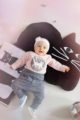 Rosa Baby Mädchen Body langarm mit Katzen Motiv bei Nacht - Tier Langarmbody Babybody von Pinokio - Babyphoto Inspriation