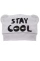 Graue Baby Mütze mit Ohren & Schriftzug Stay Cool für Jungen - Hellgraue Babymütze Kindermütze Baumwolle unifarben von Pinokio - Vorderansicht