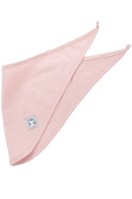 Rosa Baby Halstuch Dreieckstuch mit Eulen Patch Glitzer glänzend aus Baumwolle für Mädchen - Sabbertuch Spucktuch für Kinder in unifarben Tuch Accessoire von Pinokio - Vorderansicht