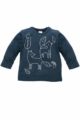 Blaues Baby Langarmshirt Longsleeve Sweatshirt mit Füchsen, Blätter & Eicheln für Jungen - Marine Oberteil langarm Kindershirt Babyshirt von Pinokio - Vorderansicht