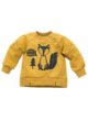 Gelbes Baby Sweatshirt Oberteil mit Fuchs & Knöpfe Oversize für Jungen - Currygelber Babypullover aus Baumwolle für Kinder Herbst Winter von Pinokio - Vorderansicht