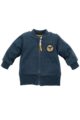 Blaue Baby Sweatjacke Pullover mit Streifen, Taschen, Fuchs Patch, Reißverschluss aus Baumwolle für Jungen - Kinder Babyjäckchen Oberteil von Pinokio - Vorderansicht