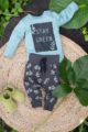 Türkis grüner Baumwolle Baby Body langarm mit STAY GREEN Print - Leggings Sweathose mit Blätter Muster in Braun von Pinokio - Inspiration Lookbook