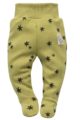 Baby lindgrüne Halb-Strampler Strampelhose mit Fuß, Sterne Muster & Patch Uhu Eule Kauz für Jungen & Mädchen - Grüne Schlafhose von Pinokio - Vorderansicht