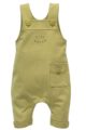 Grüne Baby Latzhose mit Tasche, Beinumschlag, Bündchen & STAY GREEN Print für Jungen & Mädchen - Langer Kinder Einteiler Trägerhose Babyhose von Pinokio - Vorderansicht
