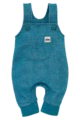Blau türkise Baby Latzhose mit Tasche, Bündchen & Auto Car Patch aus 100% Baumwolle für Jungen - Langer Kinder Einteiler Trägerhose Babyhose von Pinokio - Vorderansicht