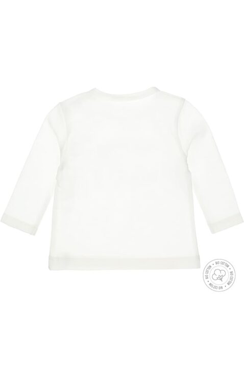 Langarm Babyshirt mit Druckknöpfen & Trouble Maker Print aus Baumwollmix in weiß in Bio Baumwolle von Dirkje - Rückansicht