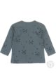 Babyshirt Langarmshirt in grün mit blauem Bären-Print & Druckknöpfen - hochwertig aus Bio-Baumwolle von Dirkje - Rückansicht