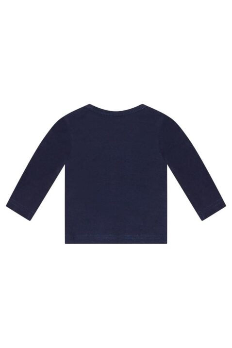 Dirkje Babyshirt Rundhals mit langarm & Druckknöpfen in navy blau - Kinder Basicshirt Langarmshirt - unisex - Rückansicht