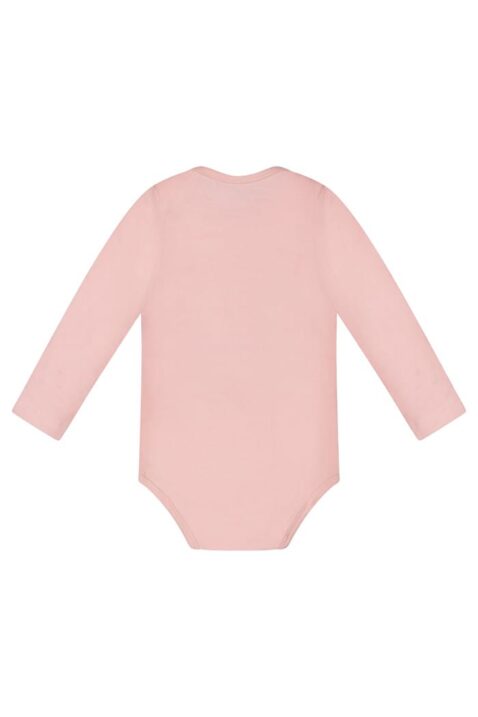 Basic Langarmbody Baby mit Druckknöpfen im Schritt & Rundhals - Baumwollbody langarm für Mädchen von Dirkje - rosa - Rückansicht