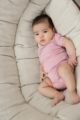Baby mit kurzarm Wickelbody gestreift aus hochwertiger Bio-Baumwolle für Mädchen in rosa - Babyphoto