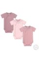 Babyset Kurzarmbody mit Druckknöpfen aus weicher Bio-Baumwolle gemustert - Dirkje Wickelbody Set für Mädchen in rosa - Vorderansicht