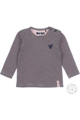 Baby Langarmshirt für Mädchen rosa-blau gestreift mit Herz-Print - Dirkje Kinder Mädchen Oberteil aus weicher Bio-Baumwolle - Vorderansicht