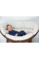 Dirkje Schlafoverall Pyjama dunkelblau gemustert mit Druckknöpfen - Baby Schlafanzug für Jungen - Babyphoto