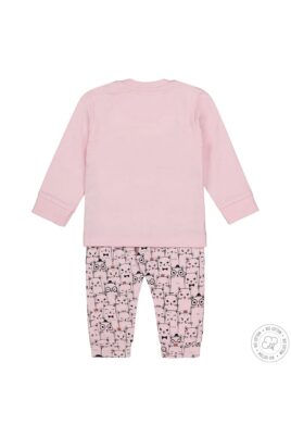 Baby Nachtwäsche Schlafanzug langarm mit Katzen in rosa - Mädchen Pyjama mit Tiermotiv von Dirkje - Rückansicht