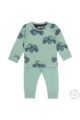 Baby Nachtwäsche Kinder Schlafanzug für Jungen aus Bio-Baumwolle - Baby Pyjama mit Monstertrucks für Jungen von DIRKJE - mintgrün - Vorderansicht