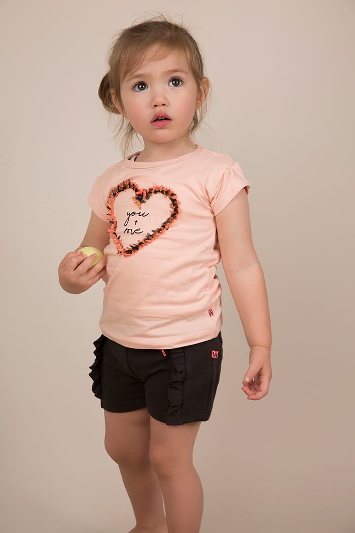 Kinder Oberteil T-Shirt kurzarm mit Herz und Print - Baumwollshirt in rosa für Mädchen - Rundhalsshirt von Dirkje - Babyphoto