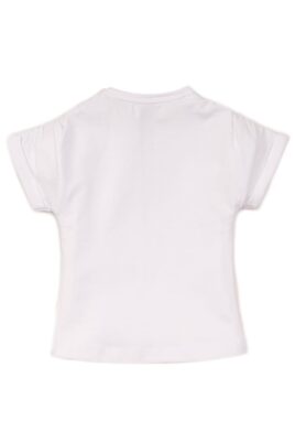 Baby T-Shirt Kurzarmshirt weiss aus weicher Baumwolle mit Tiermotiv und Fransen - Mädchen Oberteil von Dirkje - Rückansicht