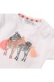 Baby T-Shirt Oberteil für Mädchen kurzarm mit Rundhalsausschnitt und Zebra-Print in weiss - Kurzarmshirt Kinder von Dirkje - Detailansicht