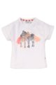 Baby Oberteil Kinder Sommershirt mit Zebras und Fransen aus Baumwolle - Mädchen T-Shirt mit Rundhalsausschnitt in weiss von Dirkje - Vorderansicht