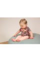 Babyhose Sweathose mit Taschen + Glitzer-Paspel in rosa - Babyshirt mit Rundhalsausschnitt + WOW-Aufdruck im Tiger-Muster - für Mädchen - Babyphoto