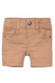 Baby Kinder Jeanshose kurz aus Baumwolle im Vintage-Look - Shorts mit Taschen + Leder-Patch für Jungen von Dirkje - beige - Vorderansicht