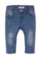 Kinder Baby Jeanshose mit Taschen + Marken-Patch - Kinder Jeans 5-Pocket blau mit Knopf - Babyjeans aus Baumwolle von Dirkje – Vorderansicht