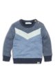 Baby Sweater gesteppt mit Knöpfen an der Schulter + Komfortbund - Baby Sweatshirt aus Baumwolle - Rundhalspullover für Jungen von Dirkje - blau - Vorderansicht