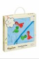 Baby Geschenkset mit Kapuzentuch große Kapuze & Waschhandschuh Waschlappen aus Frottee mit Dinosaurier in blau OEKO TEX für Jungen von Playshoes Deutschland - Geschenkbox