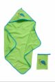 Hochwertiges 2er Baby Geschenkset in grün mit Frottee Baumwolle Badetuch & Waschhandschuh Schildkröten Tiermotive aus OEKO-TEX von Playshoes - Vorderansicht Babyset